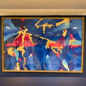 Abstract Blue and Gold Wall Art